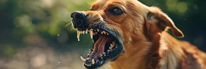 Wall Mural - A dog showing its fangs and attacking