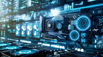 Fototapete - an image of a futuristic gaming setup with advanced technology