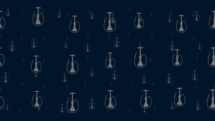 Poster - Hookah symbols float horizontally from left to right. Parallax fly effect. Floating symbols are located randomly. Seamless looped 4k animation on dark blue background