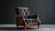 Vintage arm chair with wood armrests