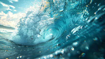 Wall Mural - Clean blue water wave background 