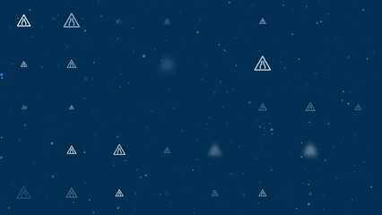 Poster - Template animation of evenly spaced road narrowing signs of different sizes and opacity. Animation of transparency and size. Seamless looped 4k animation on dark blue background with stars