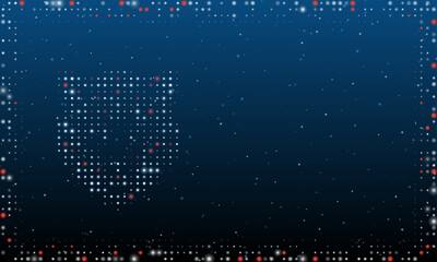 Poster - On the left is the tiger head symbol filled with white dots. Pointillism style. Abstract futuristic frame of dots and circles. Some dots is red. Vector illustration on blue background with stars