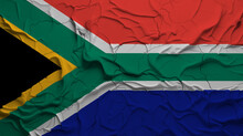 Close-Up Of A Wrinkled And Cracked Old South Africa Republic Of South Africa Flag