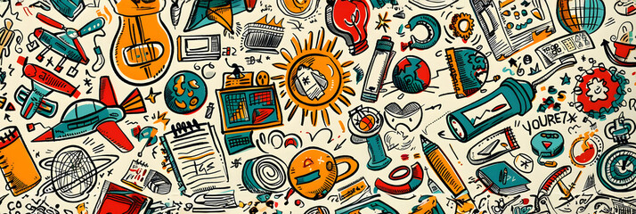 Inspiring Business Doodle Background for Energetic Entrepreneurs and Visionary Startups