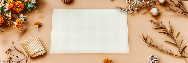  Elegant Floral Stationery Mockup, White Paper with Flowers, Perfect for Invitations or Announcements