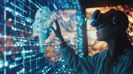 Poster - Woman Using Virtual Reality Headset