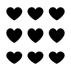 Heart silhouette. cute simple vector heart love icon. heart shape black silhouette on white background