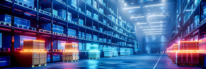 Poster - futuristic datacenter networking, blue technology and digital information storage, cyber security co