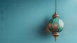 Ornamental Wall Lamp in Teal and Gold Hues, To add a touch of traditional, artistic flair to an interior space