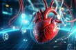 Human heart anatomy on medical stethoscope background. 3d illustration. 