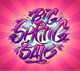 Fototapeta Panele - Big spring sale, fancy lettering banner mockup