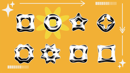 Wall Mural - stylish chrome metal vector graphic. realistic 3d chrome elements. elements for posters, banners, fl