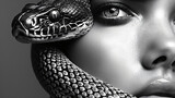 Fototapeta  - Portrait of a woman with a snake