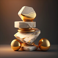 Marble, royal marble, royal ecry, gold white stones, rock balancing art