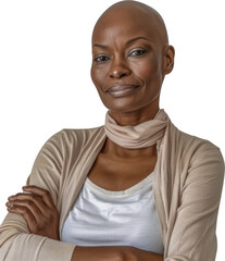 Wall Mural - An african business woman with shaved head is smiling, cut out transparent