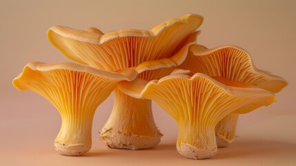 Wall Mural - Trumpet king oyster mushroom displayed on soft pastel colored background for a stunning presentation