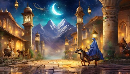 Wall Mural - magic lamp in the night