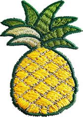 Wall Mural - Tropical pineapple embroidery patch, cut out transparent