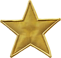 Golden star patch with intricate embroidery, cut out transparent
