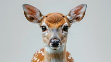 A Deer With White Spots On Its Face Is Staring At The Camera
