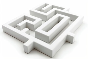 A mesmerizing white maze set against a serene white background, inviting exploration and contemplation