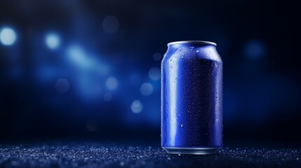 Poster - Blank aluminum soda can mockup on abstract background with space for text placement.