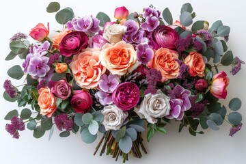 Aufkleber - A vibrant and colorful bunch of flowers arranged neatly on a wooden table