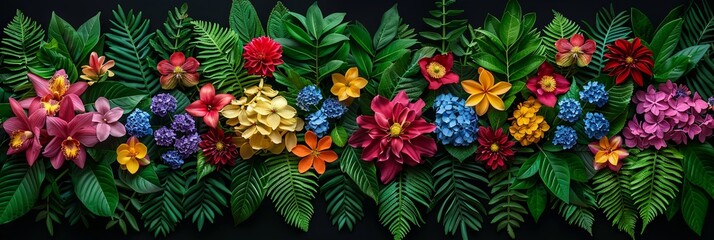 Wall Mural - A cluster of vibrant, fragrant flowers arranged on a wall, creating a beautiful and artistic display that appears to be in motion