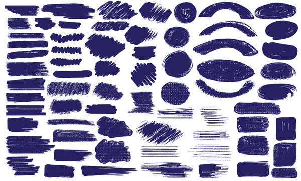 Collection of artistic brush strokes, textures and elements. Selection of different shapes for use in graphics, text boxes and frames.