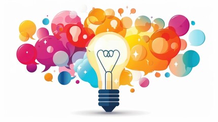 Poster - Idea: A lightbulb surrounded by colorful thought bubbles