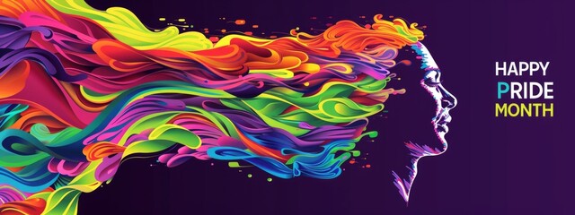 Wall Mural - Pride Day themed rainbow coloured vector graphic with the text 