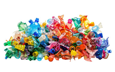 plastic waste for recycling isolated on white or transparent background