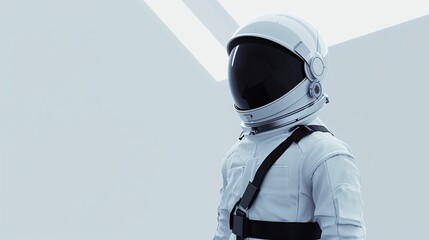 minimalist astronaut suit with an exaggerated, oversized belt cinching the waist, symbolizing the id