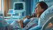 Pregnant Woman Laying in Hospital Bed Next to Monitor