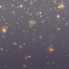 Wall Mural - sparkling magical particles. gold christmas grainy abstract texture. festive golden luminous backgro