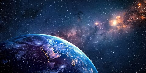 Wall Mural - planet earth view from space,milky way,galaxy,space travel,view from window,background,wallpaper.