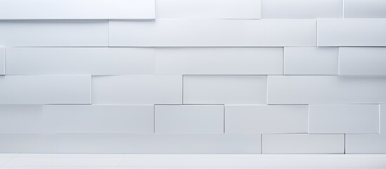Poster - White ceramic tiles arranged neatly on a plain white wall creating a clean and modern look