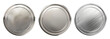 © Bisams - Set of realistic blank silver coins or medals isolated on white, empty metallic token template