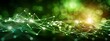 © JovialFox - Green abstract background with a network grid and particles connected. Sci-fi digital technology with line connect network and data graphic background. Abstract polygonal wallpaper