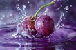 Dynamic Splash with Grape Half, Energetic Purple Liquid Art