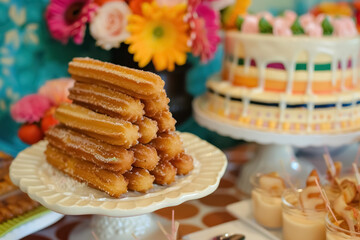 festive churros dessert table