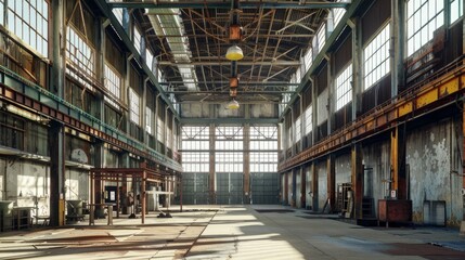 Wall Mural - A spacious interior of a large factory workshop