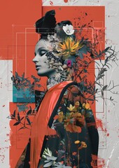 Wall Mural - Abstract artistic female collage illustration. Trendy fashion collage