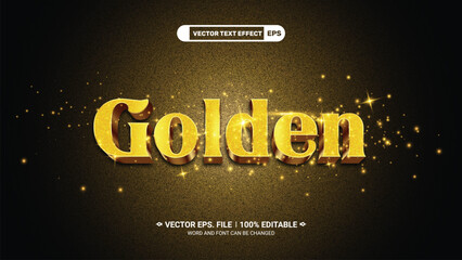Aufkleber - Golden 3d editable vector text effect with shinny golden color on shinny glitter background