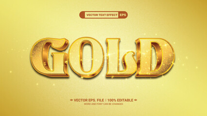 Aufkleber - Gold editable 3d shinny sparkle vector text style effect on glitter texture background