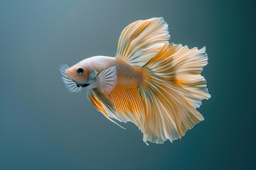 Canvas Print - A purebred fish poses for a portrait in a studio with a solid color background during a pet photoshoot.

