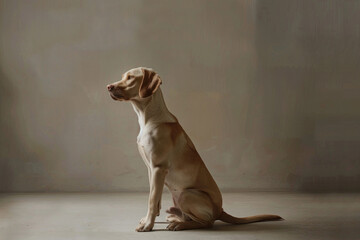 Wall Mural - A purebred dog poses for a portrait in a studio with a solid color background during a pet photoshoot.

