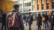 © Jafree - African male student with a backpack at a university campus. Back view of man. Concept of academic aspirations, higher education, student diversity, new beginnings, and cultural integration