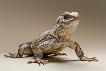 Wall Mural - A purebred lizard poses for a portrait in a studio with a solid color background during a pet photoshoot.

